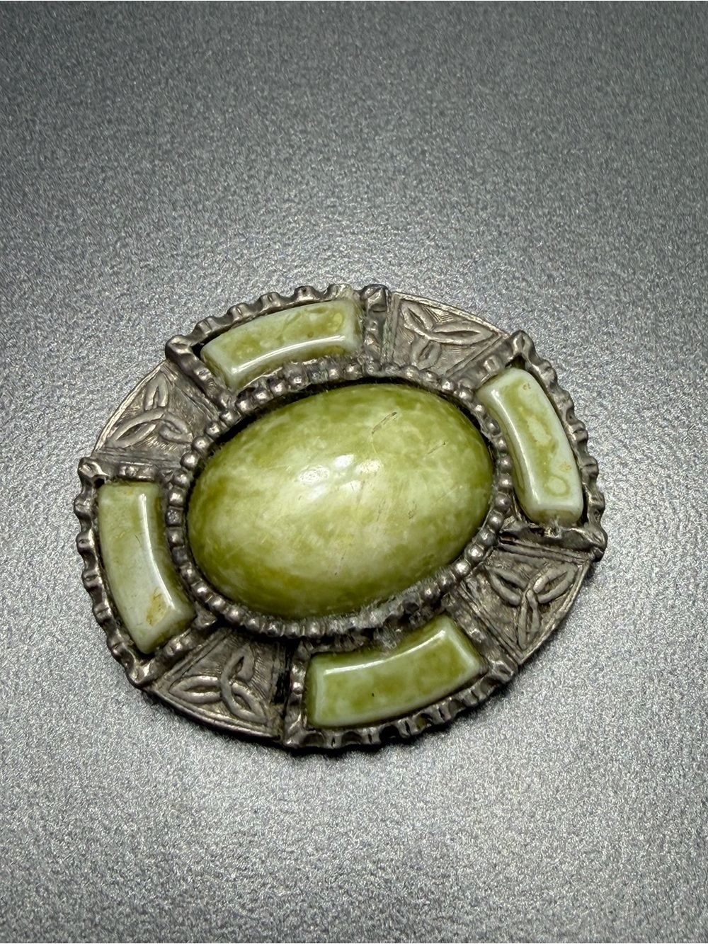 Vintage Celtic Green Brooch #8cel